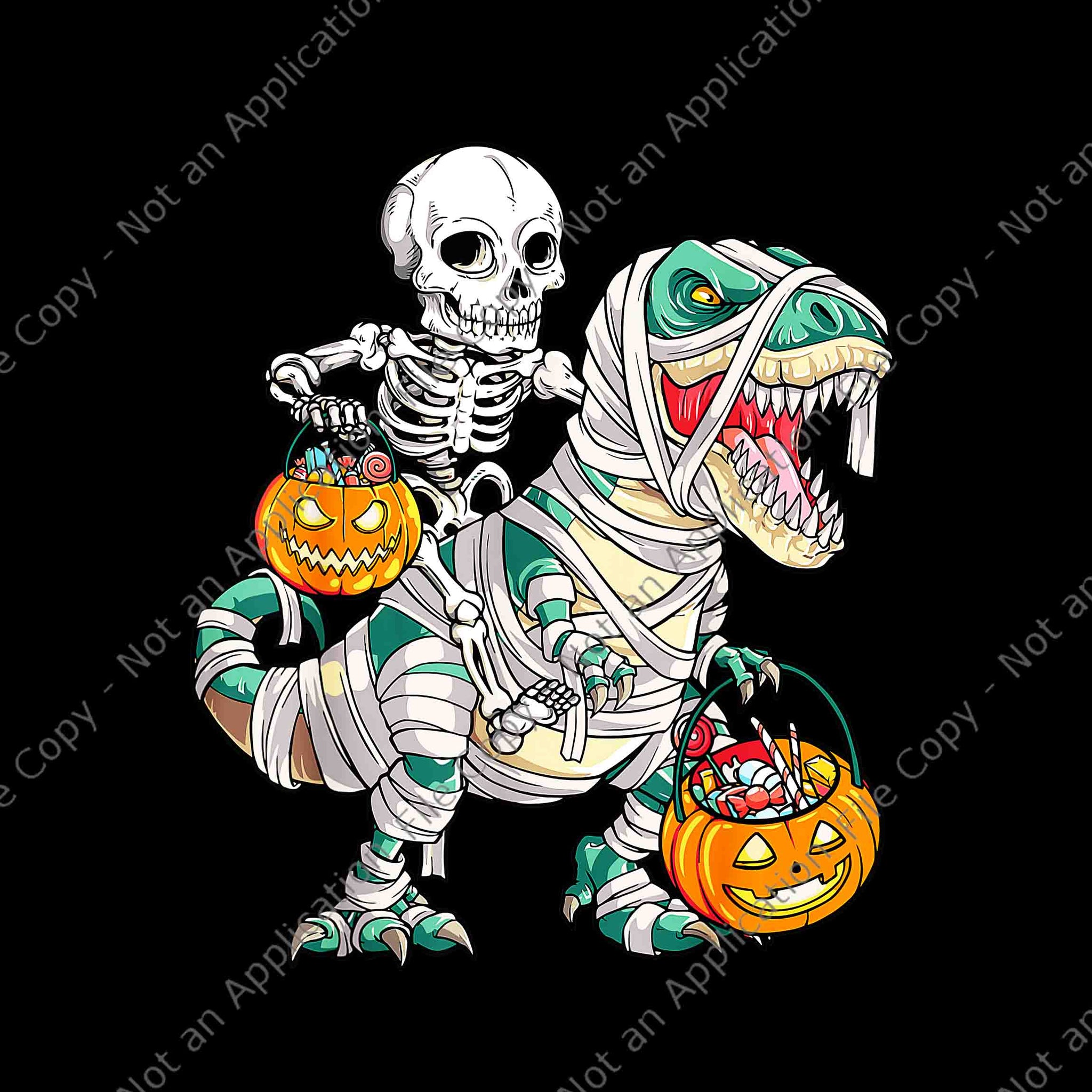 Dinosaur T Rex Skeleton Halloween Png, Skeleton Ridding Dinosaur Png, Skeleton Halloween Png, T-rex Halloween Png