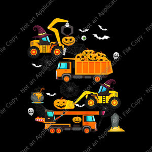 Kids Construction Vehicle Halloween Crane Truck Pumpkin Png, Truck Halloween Png, Pumpkin Halloween Png, Halloween Png