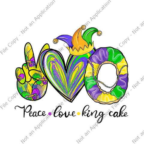 Peace Love King Cake Mardi Gras Png, Mardi Gras Png, Patrick's Day Png