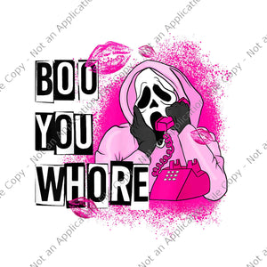 Boo You Whore Ghost Png, Funny Ghost On Pink Phone Halloween Png, Ghost Pink Png, Halloween Png, Ghost Calling Phone Png