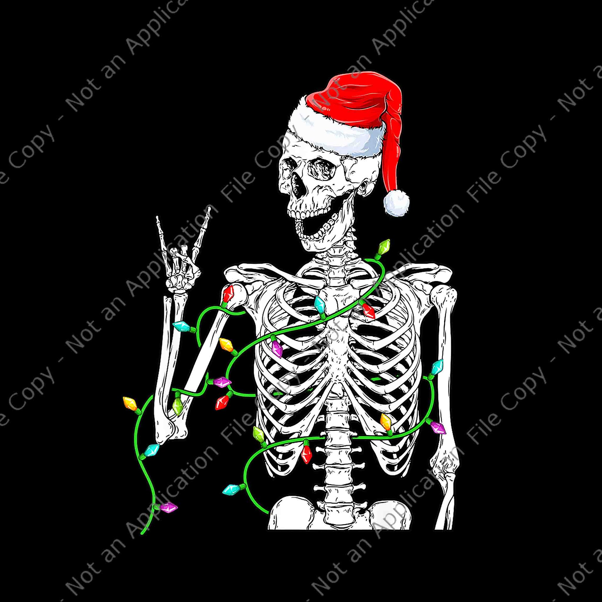 Santa Rocker Skeleton Hand Rock Christmas Png, Skeleton Hand Rock Xmas Png, Skeleton Christmas Png, Christmas Png