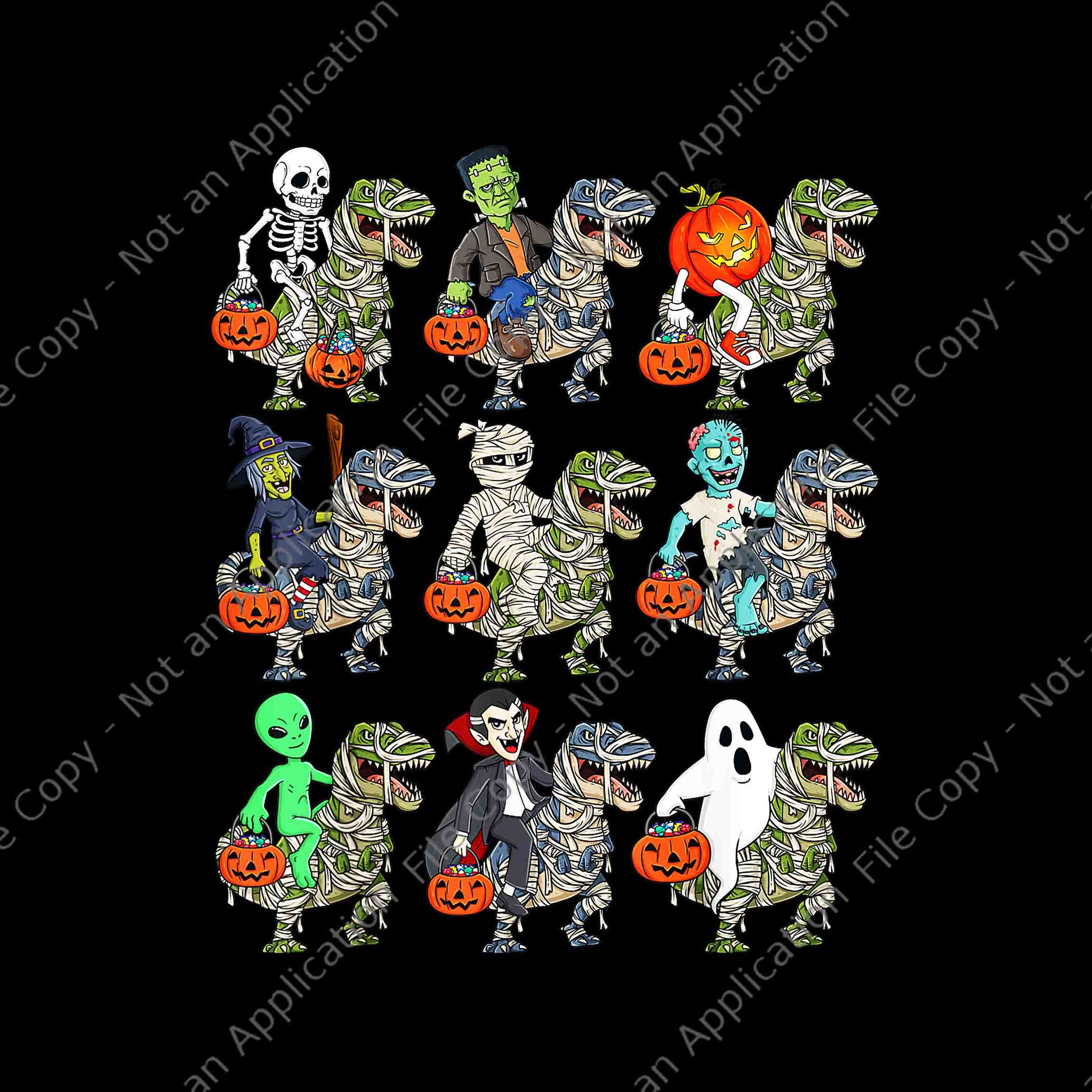 Halloween Skeleton Zombie Riding Mummy T Rex Png, Halloween Skeleton Riding T-rex Png, Skeleton Halloween Png, Zombie Halloween Png, Halloween Png