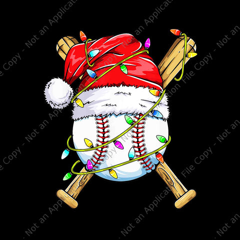 Santa Sports Baseball Player Christmas Png, Santa Baseball Png, Baseball Xmas Png, Baseball Christmas Png, Baseball Hat Santa Lights Png