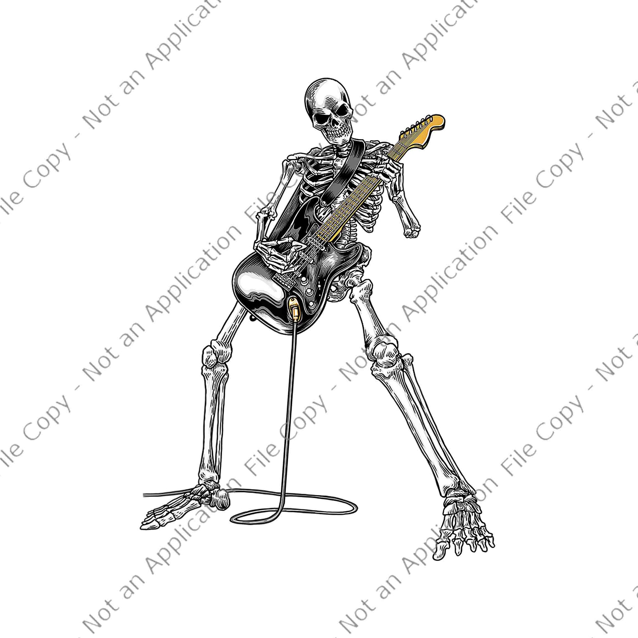 Happy Skeleton Guitar Guy Spooky Halloween Rock Band Concert Png, Happy Skeleton Guitar Png, Skeleton Guitar Halloween Png, Skeleton Halloween Png