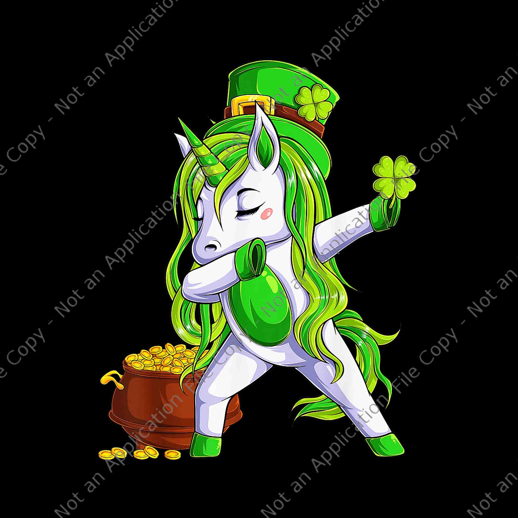 Unicorn Wear Leprechaun Hat Dabbing Hold Clover St Patrick's Png, Unicorn Patrick Day Png, St. Patrick Day Png
