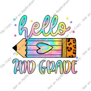 Back To School Hello 2nd Grade Leopard Tie Dye Pencil Png, Hello 2nd Grade Png, Back To School Png,
