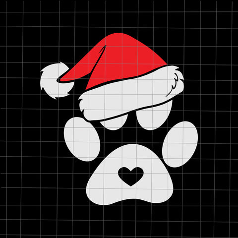 Paws Print Santa Hat Dog Svg, Christmas Svg, Tree Christmas Svg, Tree Svg, Santa Svg, Snow Svg, Merry Christmas Svg, Hat Santa Svg, Light Christmas Svg