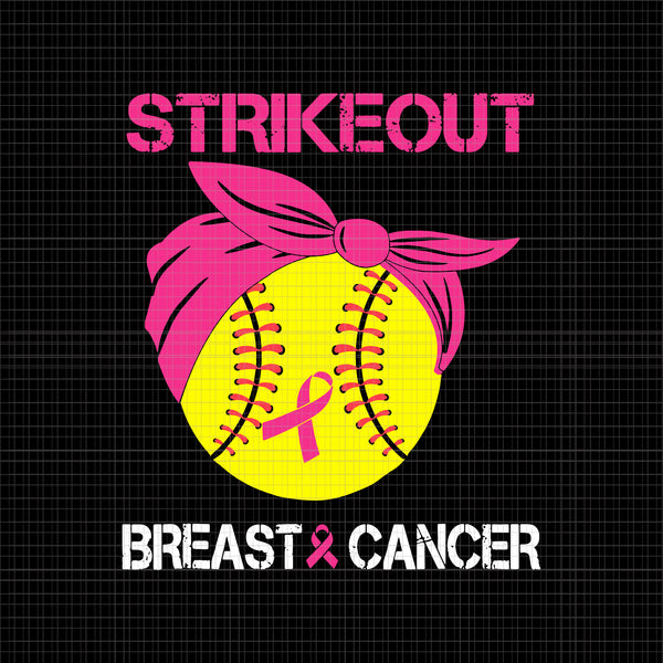 Strike Out Breast Cancer Awareness Softball Pink Ribbon - Strike Out Breast  Cancer Awareness Soft - Sticker