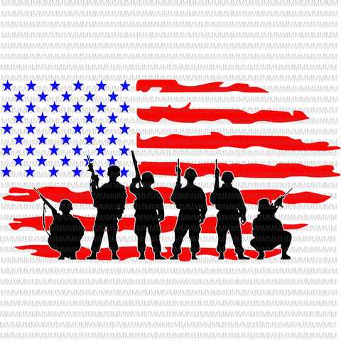 Soldiers With American Flag Cut File , Flag svg, Memorial Day, 4th of July, Independence Day svg, American flag svg, patriotic
