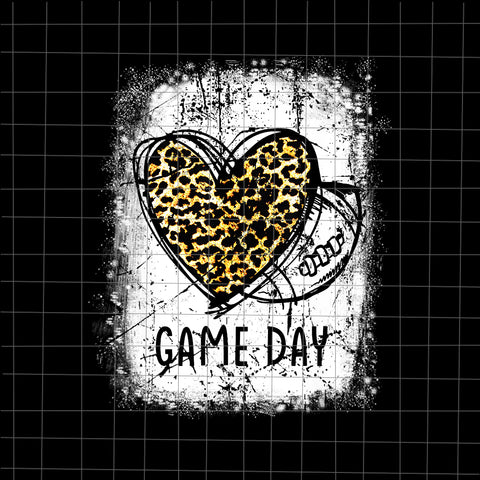 Game Day With Leopard Heart Football Lovers Mom Bleached Png, Game Day Png, Heart Football Png, Football Png