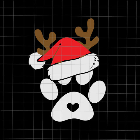 Paw Print Santa Svg, Christmas Svg, Tree Christmas Svg, Tree Svg, Santa Svg, Snow Svg, Merry Christmas Svg, Hat Santa Svg, Light Christmas Svg