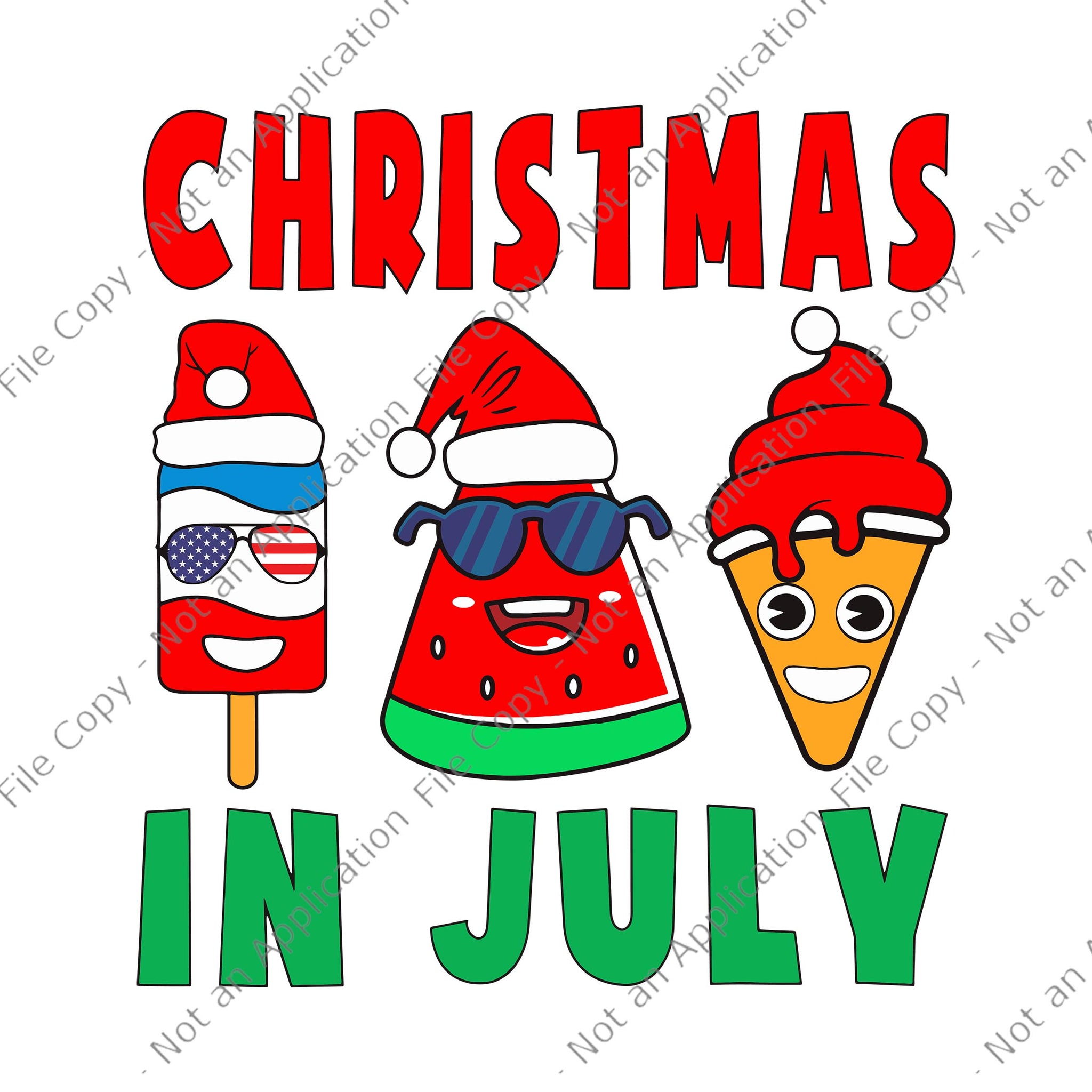 Christmas In July Svg, Christmas Watermelon, Christmas In July Watermelon Ice Pops Xmas Santa Hat, Christmas Svg, Santa Christmas