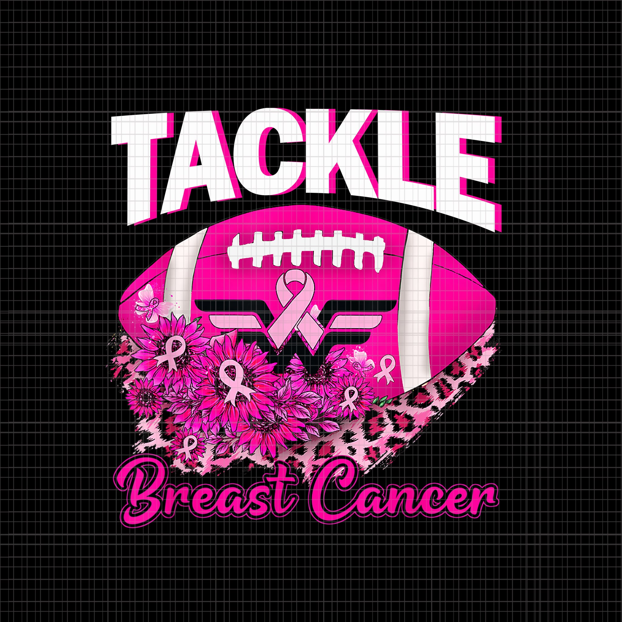 Tackle Breast Cancer Awareness Png, Tackle Cancer Football Png, Pink Ribbon Leopard Football Png, Pink Ribbon Png, Halloween Png, Autumn Png, Tackle Cancer Pink Ribbon Png