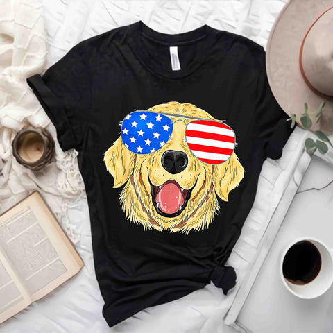 Patriotic Golden Retriever Dog 4th Of July Png, Golden Retriever Dog Png, Dog 4th Of July Png, Dog Flag Png