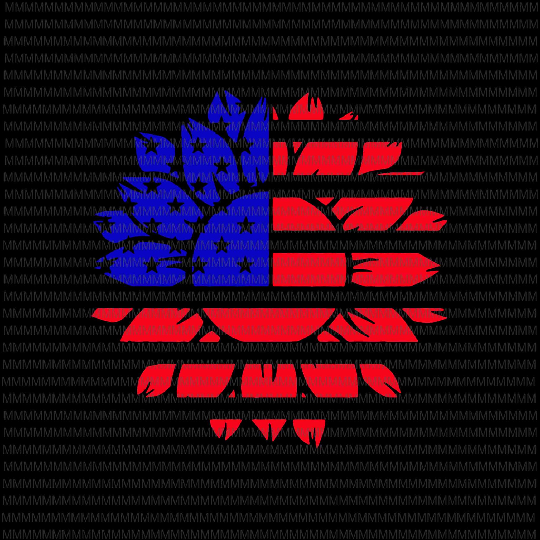 Patriotic Sunflower Svg, Sunflower 4th of july svg, USA svg, American Flag SVG, Flag svg, 4th of July Svg, merica Svg, Shirt Designs, dxf, PNG Cricut Cameo Silhouette