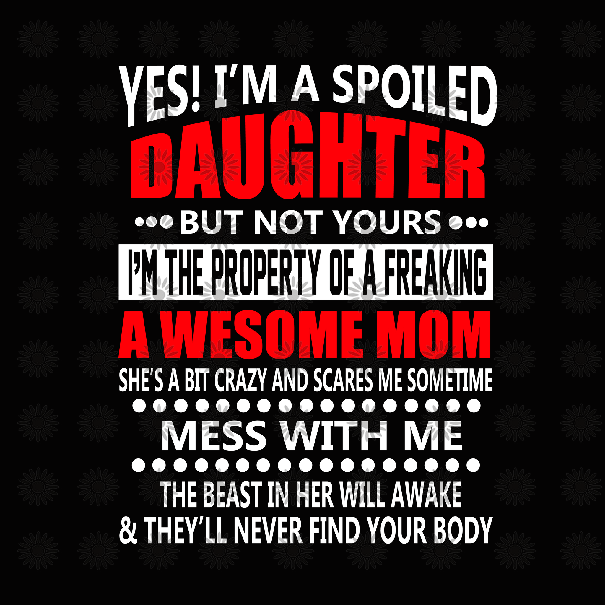 Yes I'm a spoiled daughter but not yours a wesome mom svg, wesome mom svg, mom svg, funny quotes svg, png, eps, dxf file