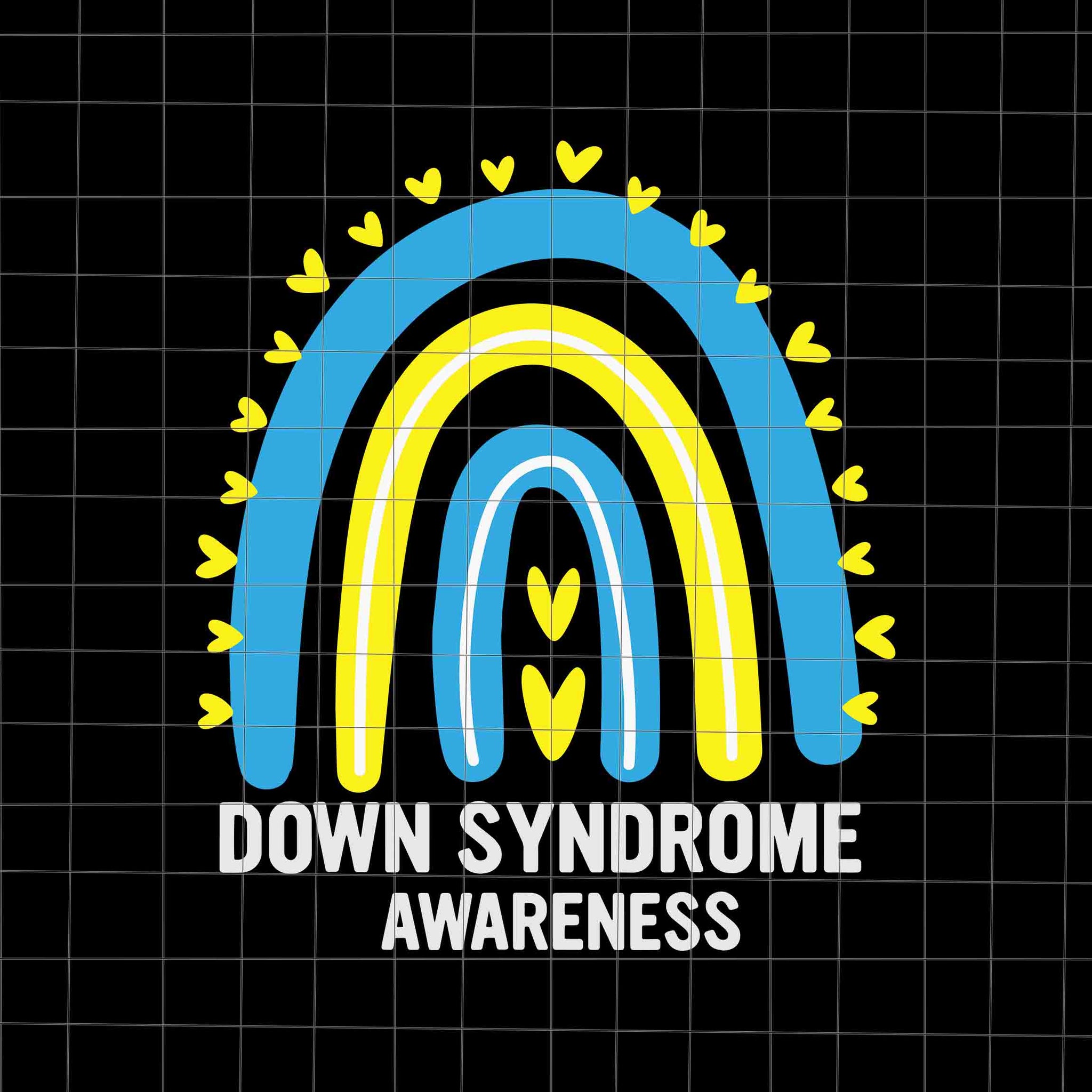 Down Syndrome Awareness Peace Love Yellow Blue Ribbon Svg, Down Syndrome Awareness Svg, Down Syndrome Awareness Rainbow Svg