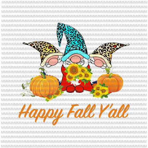 Happy Fall Y'all Gnome Leopard Pumpkin png, Funny Autumn Gnomes png, Gnome Leopard png, vector, Autumn png