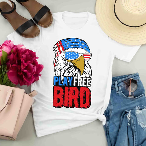 4th Of July American Flag Bald Eagle Mullet Play Free Bird Svg, Play Free Bird Svg, Eagle 4th Of July Svg, Eagle Flag Svg