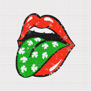 Red Lips Tongue Out St Patricks Day Shamrock 4 Leaf Trendy, Red Lips Tongue Out St Patricks Day Shamrock 4 Leaf Trendy svg,  Lips patricks day png, patrick day svg, patrick day
