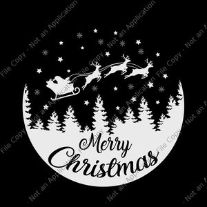 Merry Christmas, Christmas svg, Flying Santa svg, Santa svg, Christmas Scene, Merry Christmas svg, christmas vector, santa vector, eps, dxf, png, svg file