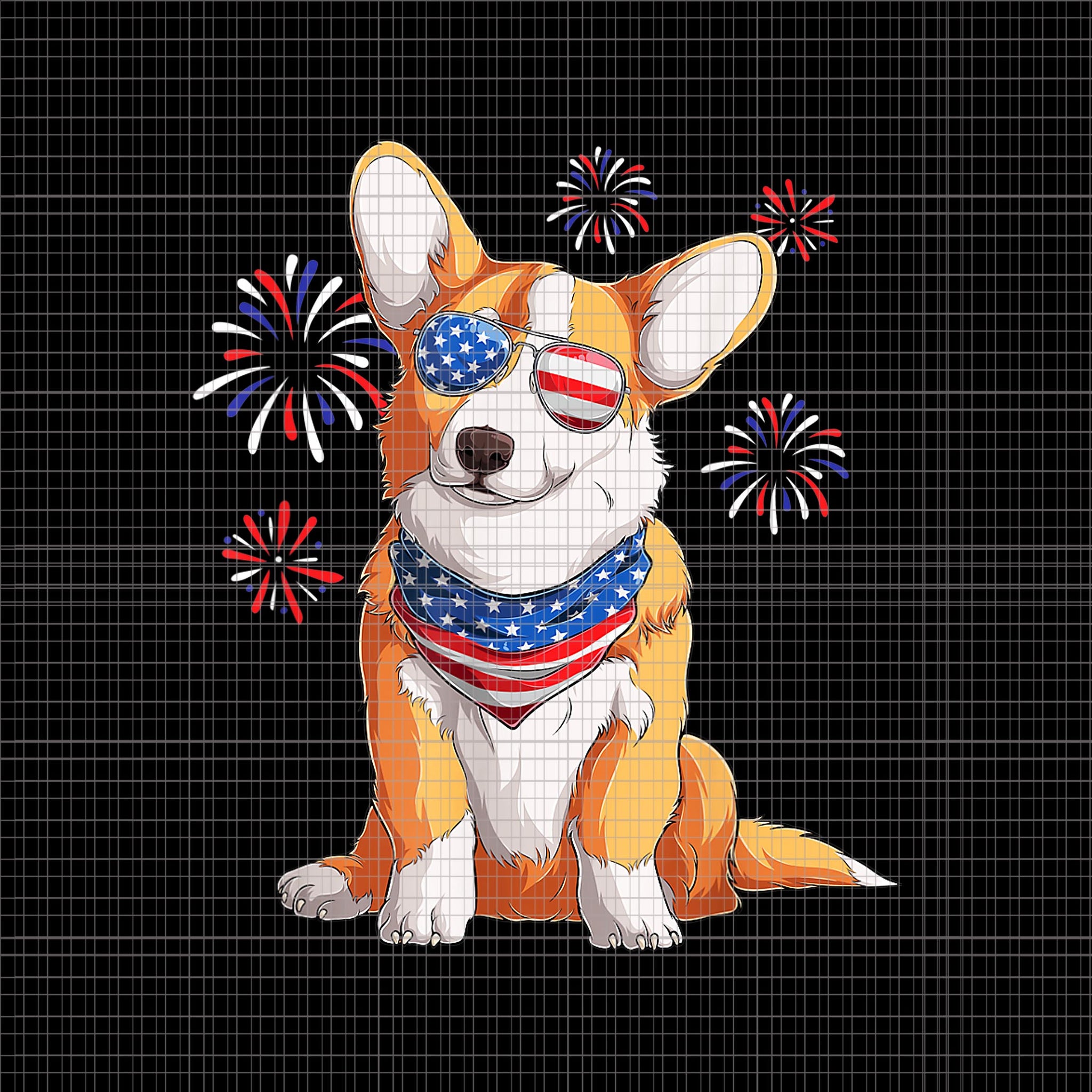 Corgi Dog 4th of July PNG, Corgi Dog American USA Flag 4th of July PNG, Corgi Dog PNG, 4th of July PNG, 4th of July vector