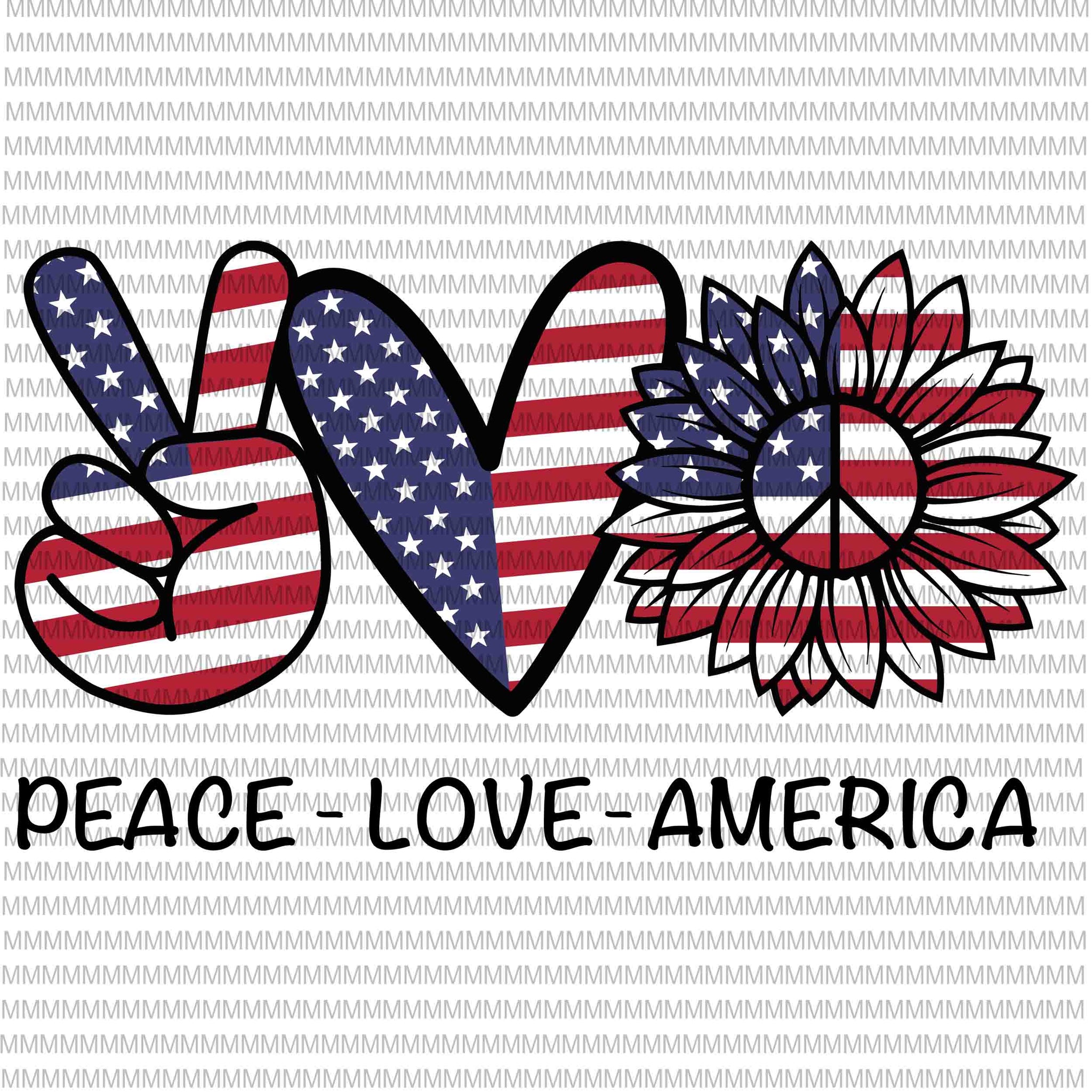 Peace Love America svg, peace sign svg, peace love svg, 4th of July Svg, Patriotic SVG, Cricut Silhouette Cut Files svg dxf