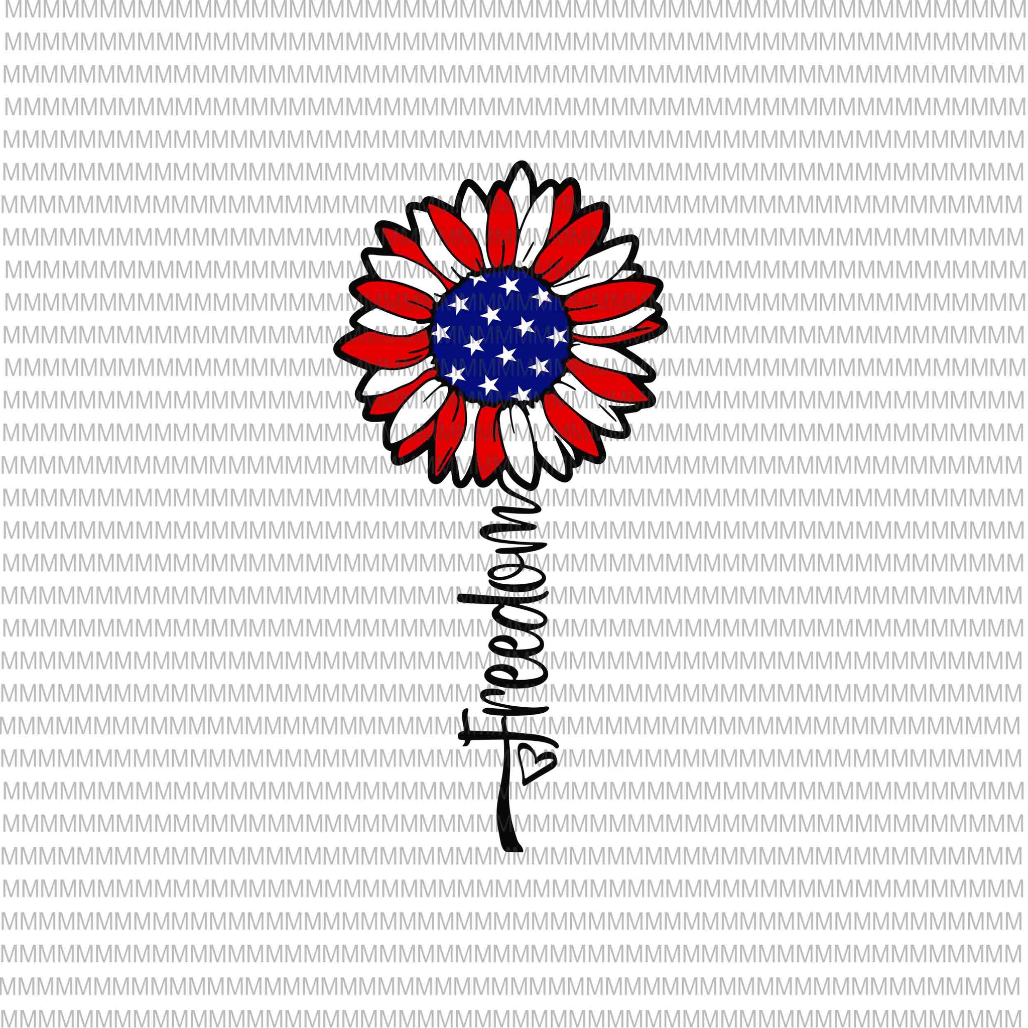 Freedom Sunflower Svg, July 4th Svg, Freedom Svg, Sunflower flag usa svg, Stars and Stripes Svg, Merica Svg, Cricut, Cut File, SVG, Independence Day, Patriotic, America Svg