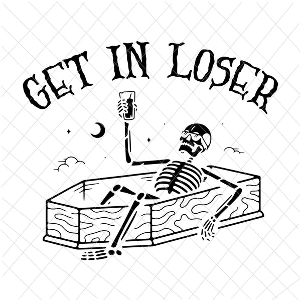 Get In Loser Svg, Skeleton In Coffin Spooky Halloween Svg, Skeleton Halloween Svg, Skeleton Svg, Funny Halloween Svg