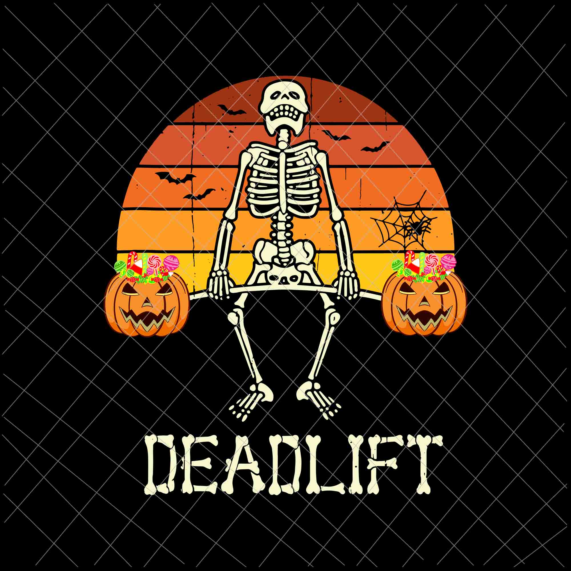Skeleton Dead Lift Candy Buckets Gym Workout Halloween Svg, Skeleton Dead Lift Svg, Halloween Svg, Skeleton Png