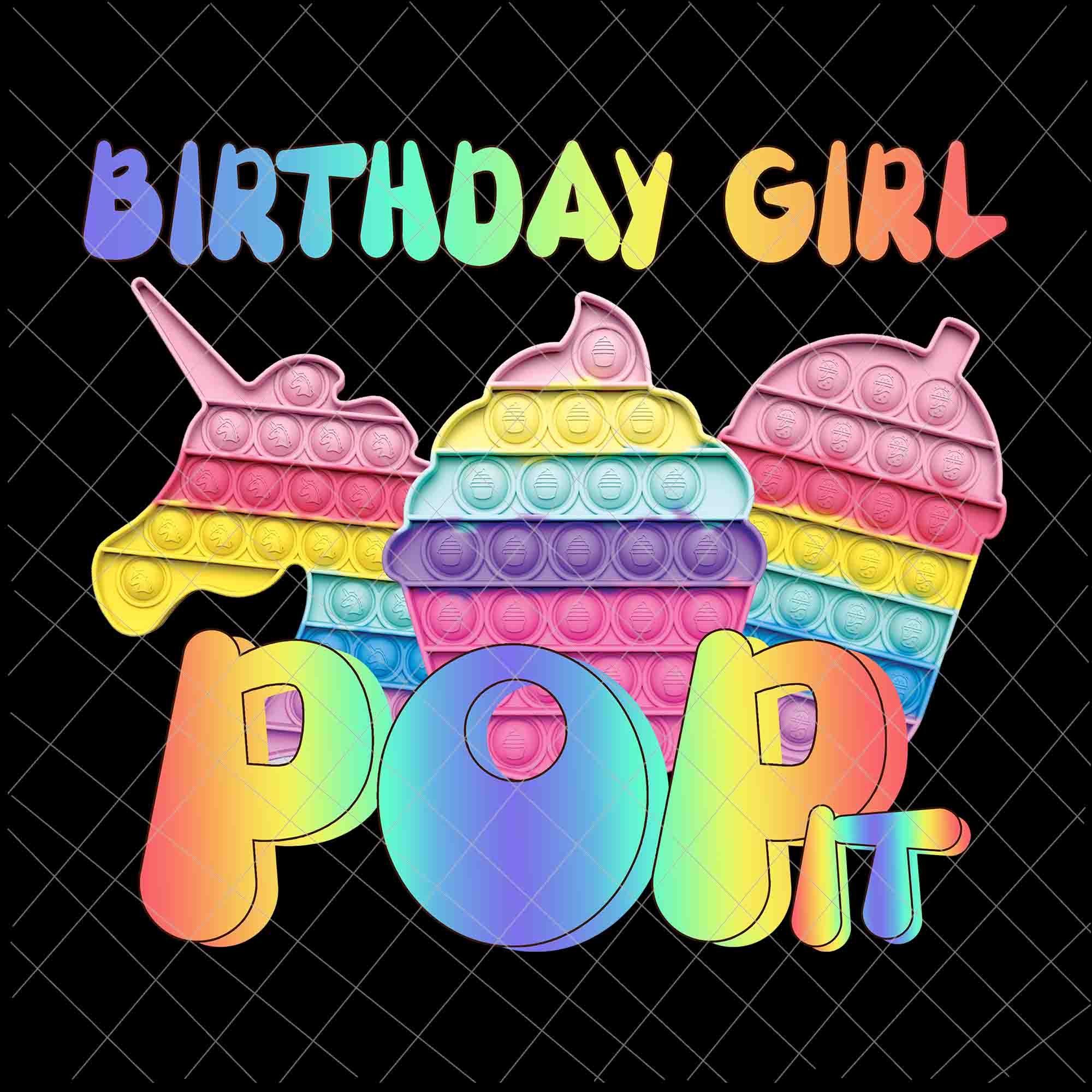 Birthday girl pop it Png, unicorn girl pop it birthday Png, Birthday girl Png, pop it Png
