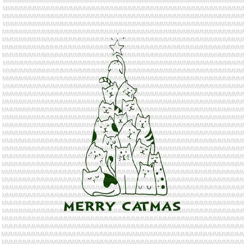 Merry Catmas svg, catmas tree svg, catmas tree vector, funny cats christmas tree xmas svg