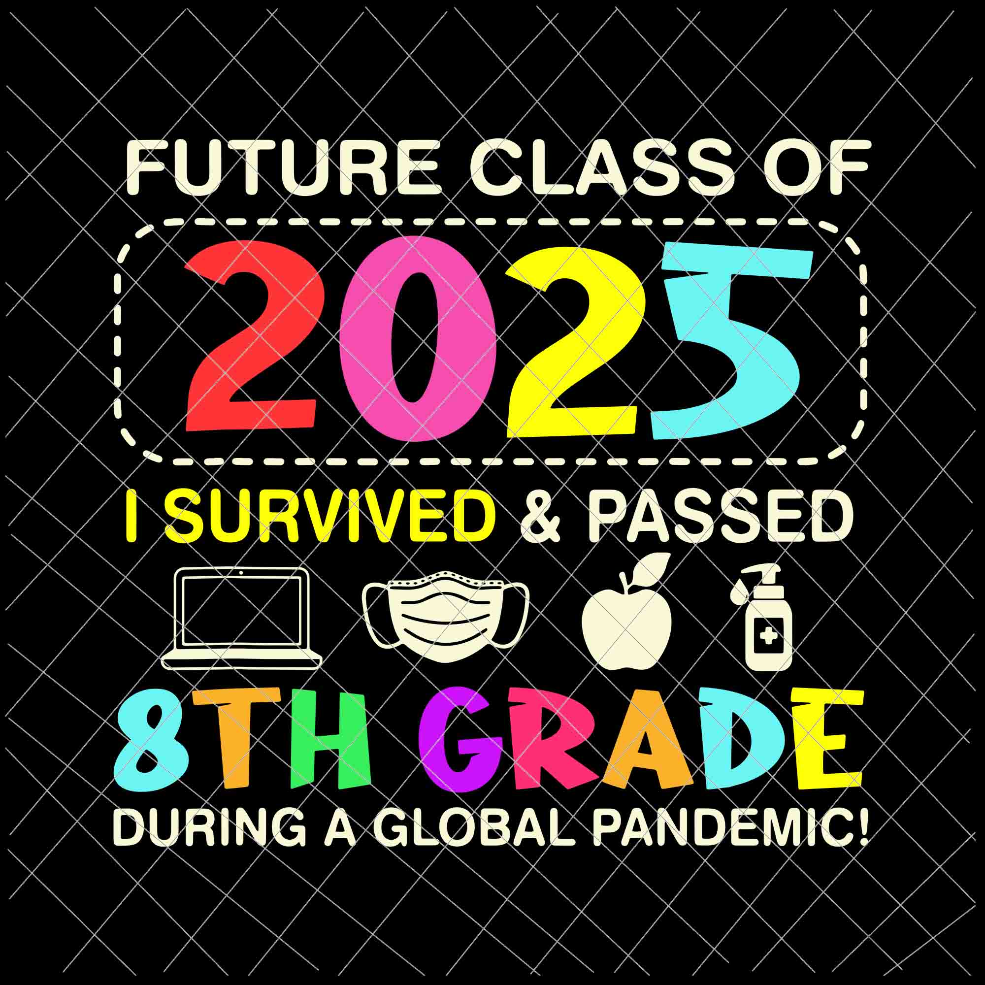 Future Class Of 2025 I Survived And Passed 8Th Grade Svg, During A Global Pandemic Svg, Last Day Of School Svg