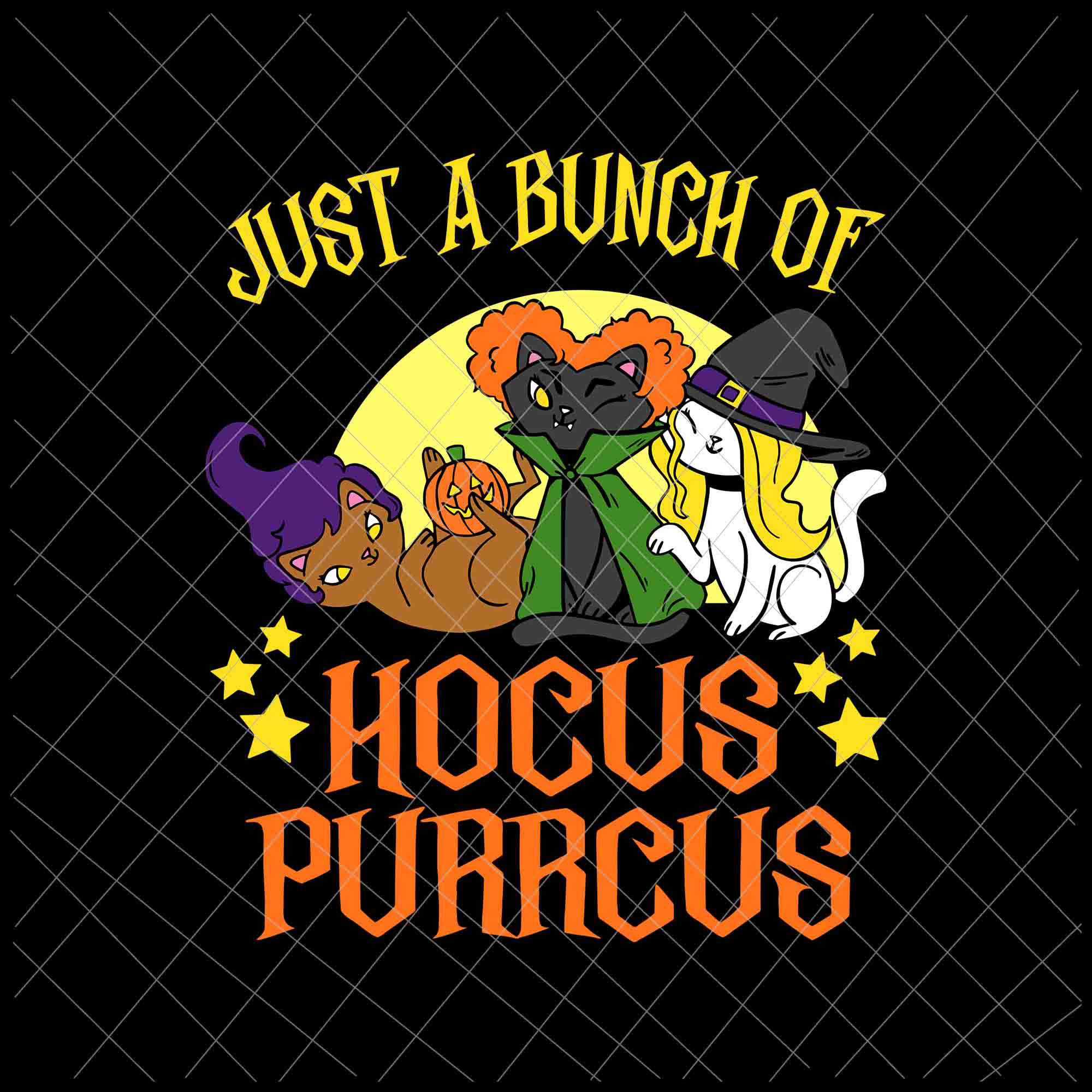 Just A Bunch Of Hocus Purrcus Svg, Cute Kitty Witch Svg, Cat Witch Svg, Funny Cat halloween Svg