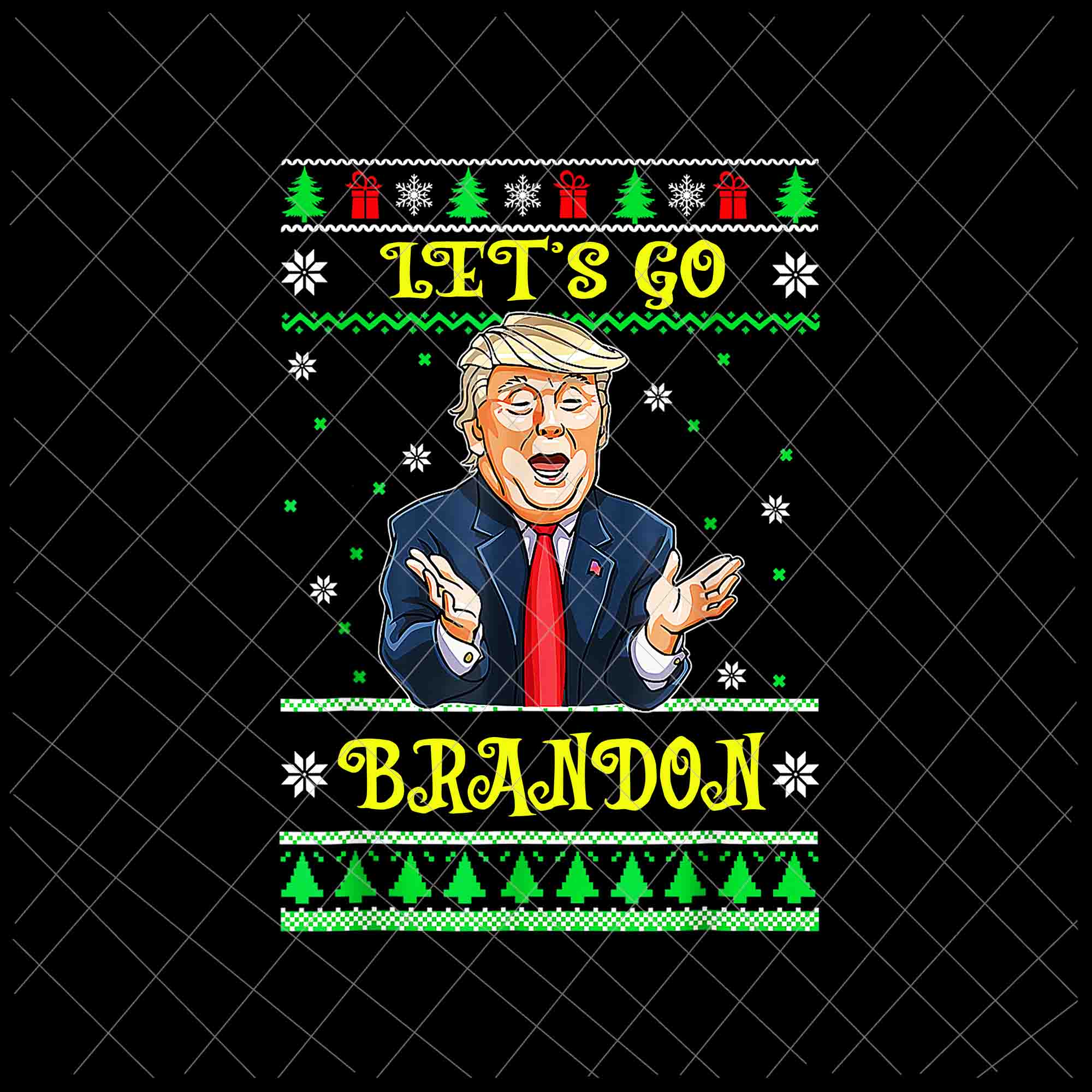 Let's Go Brandon Trump Png, Christmas Sweater Png, Funny Trump Christmas Png, Anti Biden Png