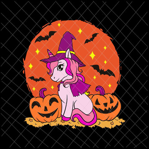 Witch Unicorn Girls Halloween Svg, Cute Witch Umicor Svg, Unicor Halloween Svg, Witch Halloween Svg