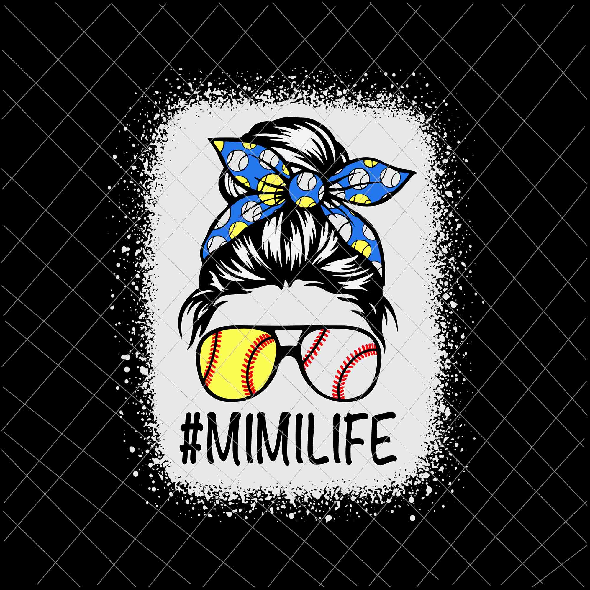 MimiLife Svg, Womens Dy Mom Life Softball Baseball Svg, Mothers Day Svg, Messy Bun Svg, Mom Softball Baseball svg