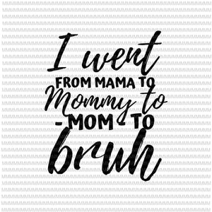 I Went From Mom Bruh Svg, Funny Mothers Day  Svg, Quote Mothers Day Svg