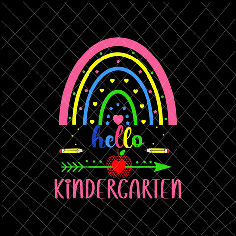 Hello Kindergarten Svg, Rainbow First Day Back To School Teachers Svg, Back To School Kindergarten Svg, Team Kindergarten Svg, Kindergarten Svg