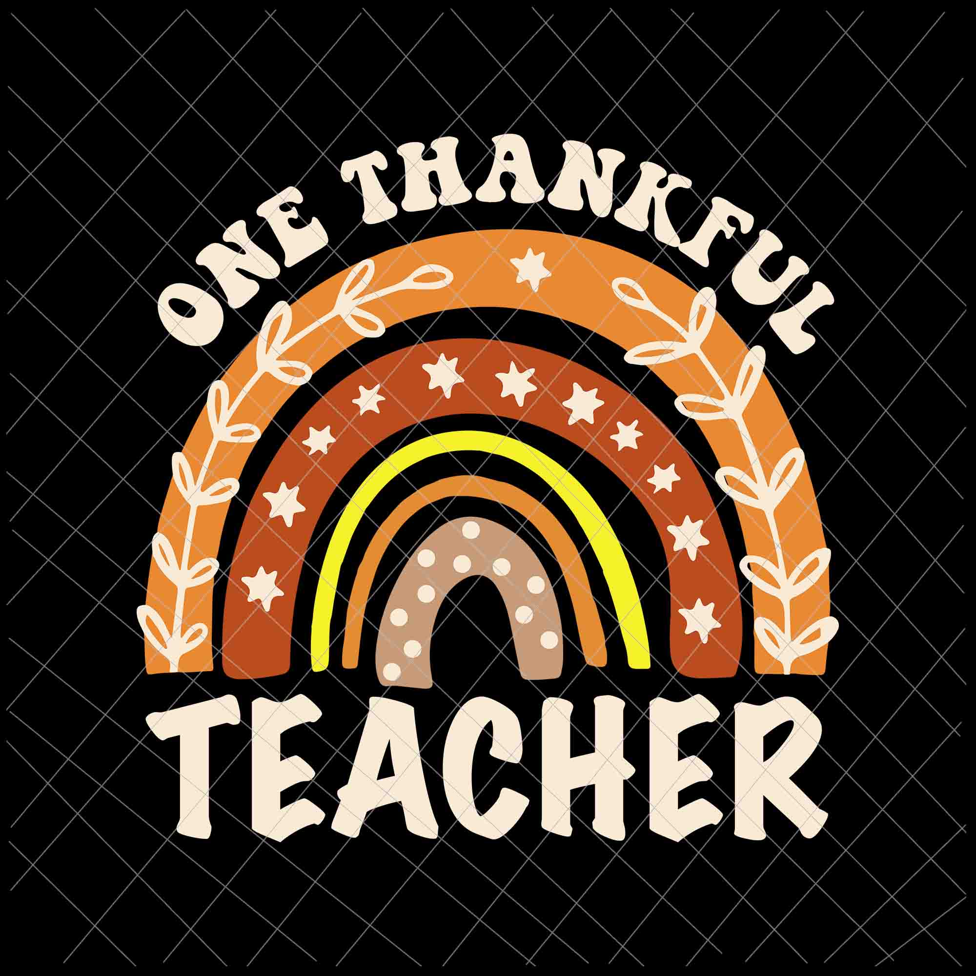 One Thankful Teacher Png, Rainbow Pumpkin Thanksgiving Png, Teacher Thanksgiving Png, Teacher Thankful Png