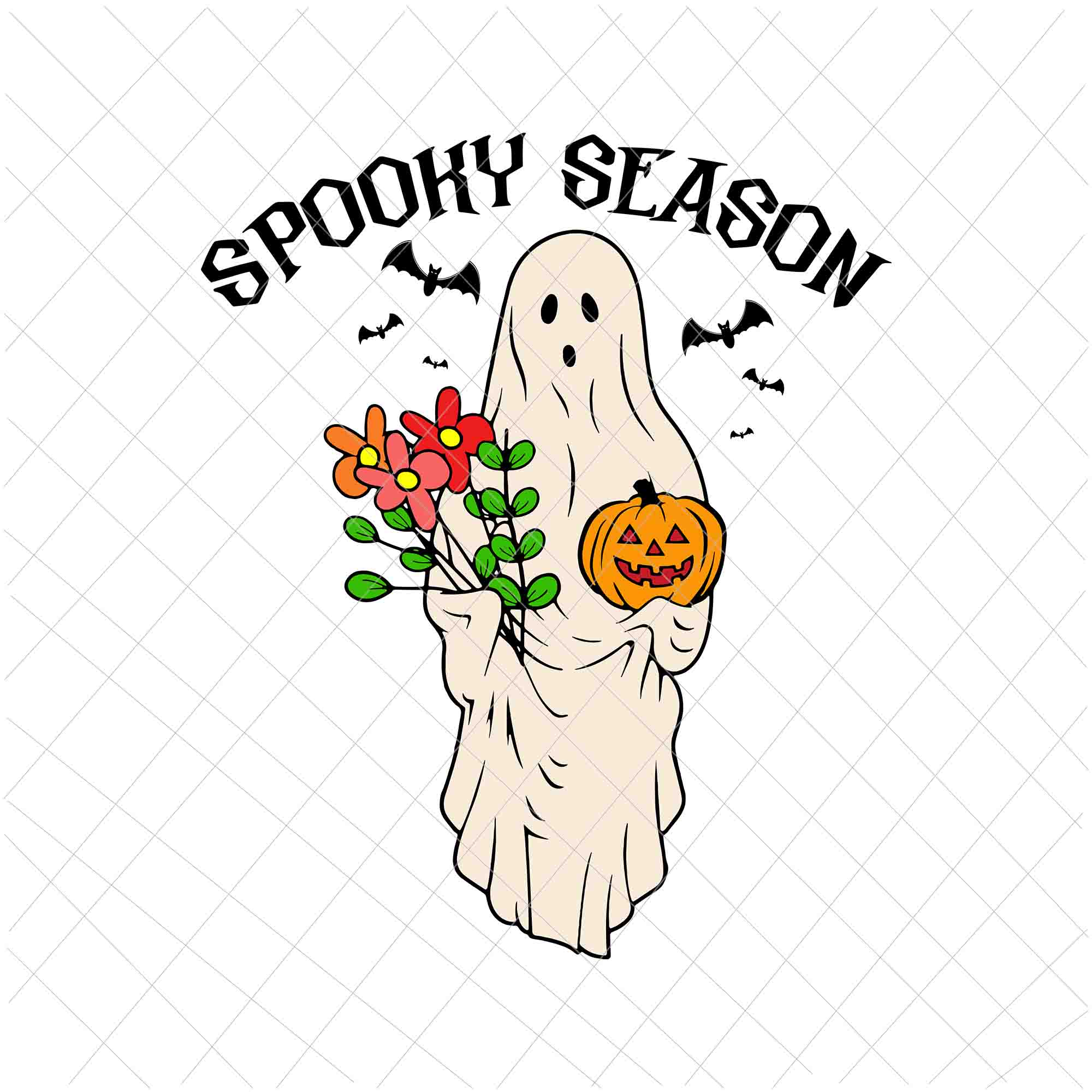 Spooky Season Svg, Groovy Vintage Floral Ghost Cute Halloween Svg, Floral Ghost Cute Svg, Ghost Cute Halloween Svg
