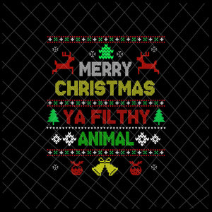 Merry Christmas  Ya Filthy Animal Png, Funny Alone At Home Movies Merry Christmas You Filty Animal Png,  Ugly Christmas Sweaters Png, Christmas Png