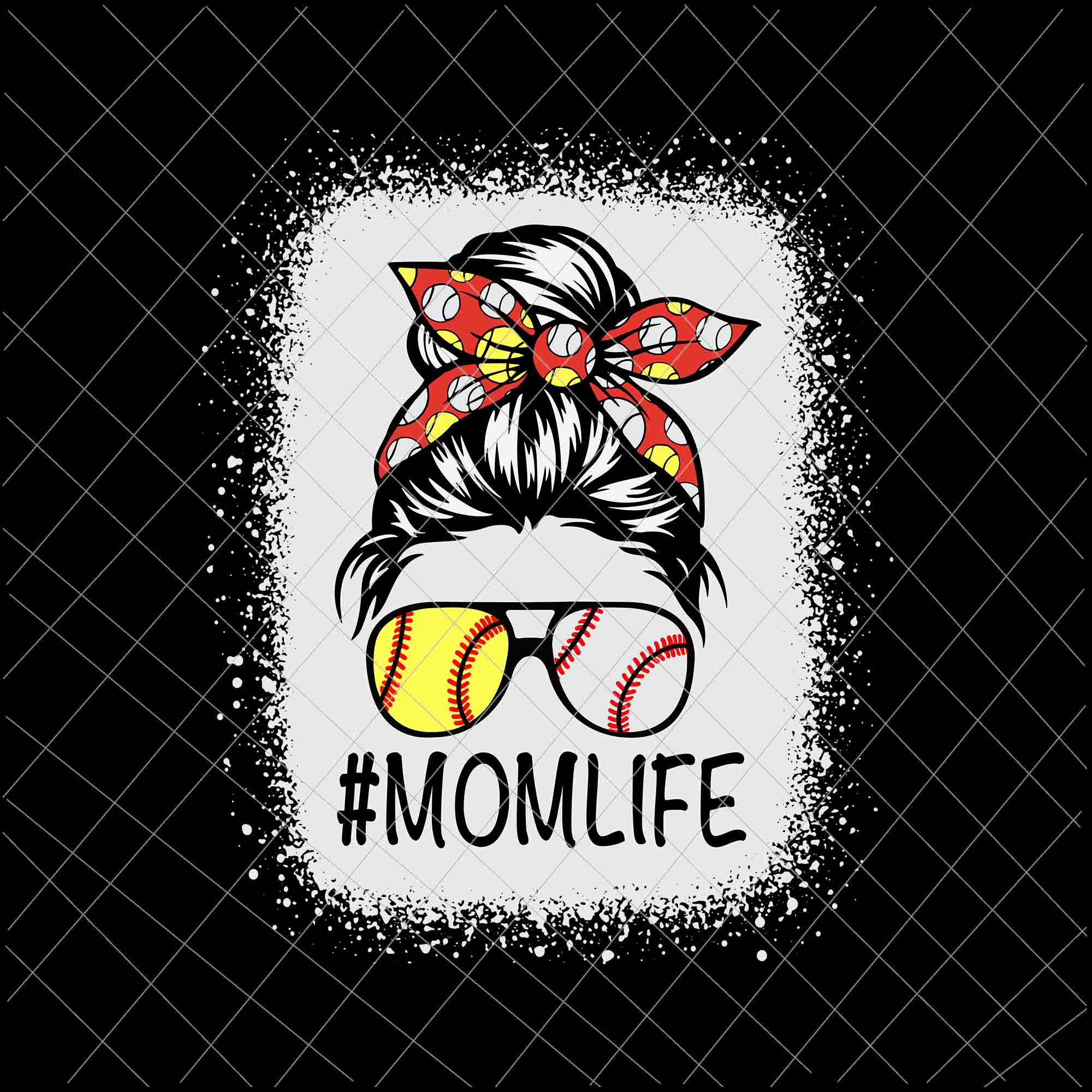 MomLife Svg, Womens Dy Mom Life Softball Baseball Svg, Mother's Day Svg, Messy Bun Svg, Mom Softball Baseball svg