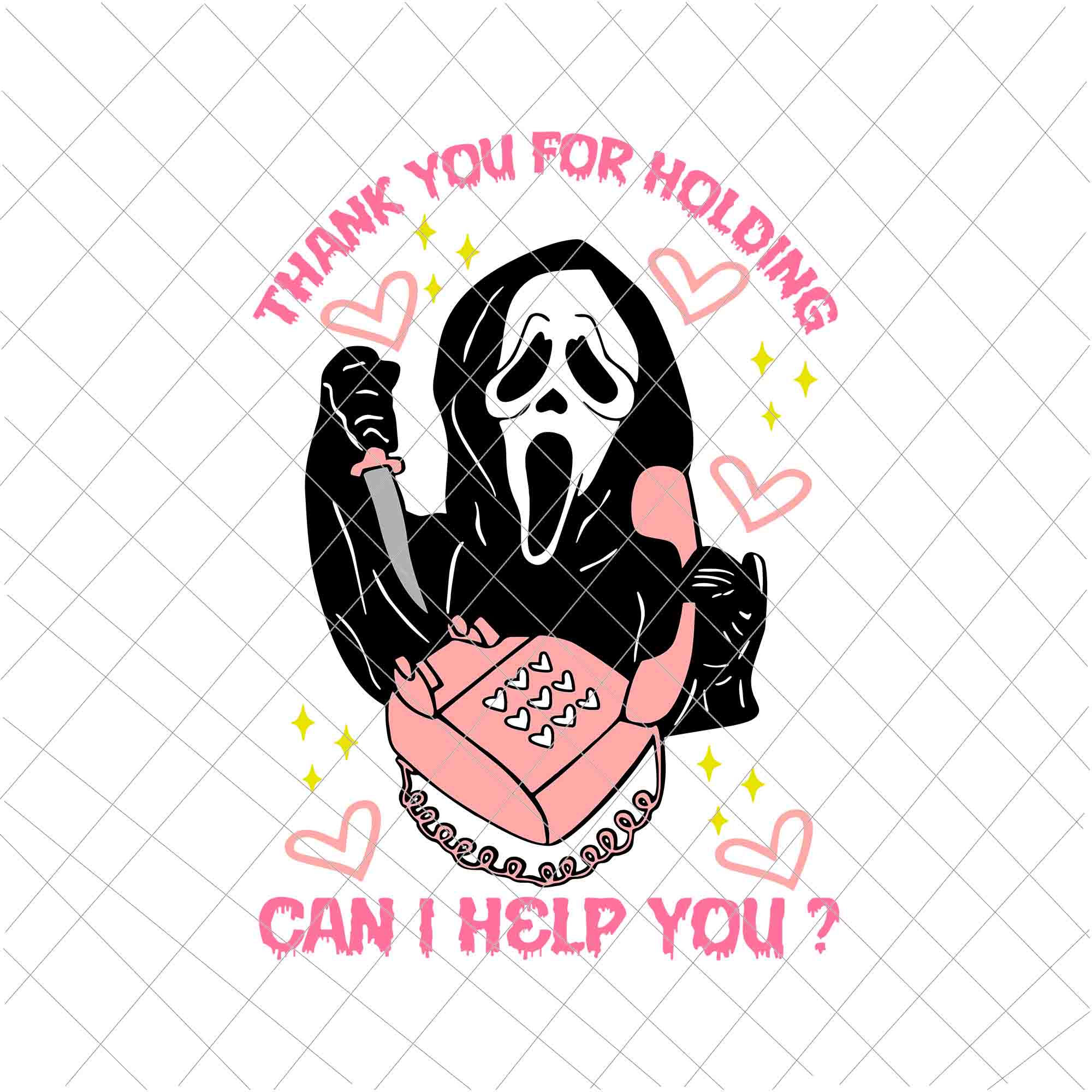 Ghostface Calling Halloween Funny Svg, No, Can I Help You Svg, Scream You Hang Up Svg, Funny Call Center Halloween Svg