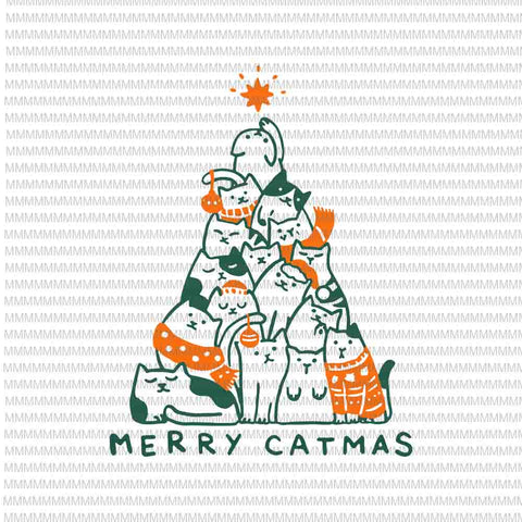 Merry Catmas svg, Merry Catmas vector, catmas tree svg, catmas tree vector, funny cats christmas tree xmas svg