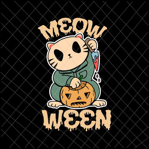 Meow Ween Svg, Halloween Cat Svg, Funny Cat Halloween Svg, Michael Myers Cat Svg, Michael Myers Halloween Svg