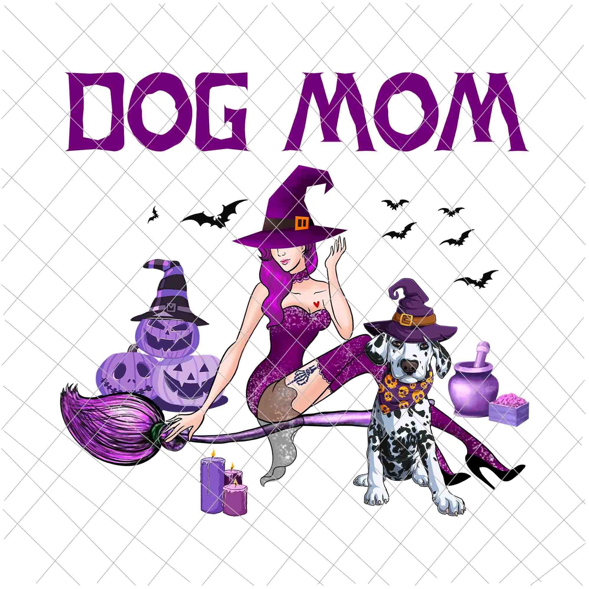 Dog Mom Halloween Png, Love Dog Dalmatian Png, Dog Halloween Png, Witch Dog Halloween