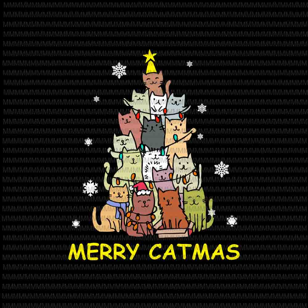 Merry Catmas svg, Merry Catmas vector, catmas tree svg, catmas tree vector, funny cats christmas tree xmas svg