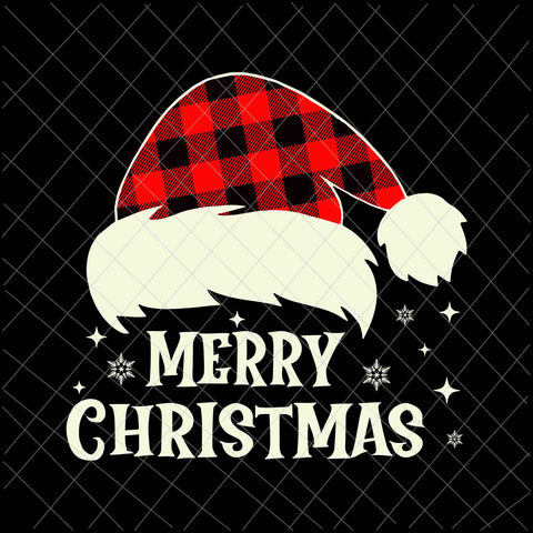 Merry Christmas Santa Hat Buffalo Plaid Svg, Merry Christmas Svg, Christmas Quote Svg, Xmas Santa Hat Buffalo Plaid Svg