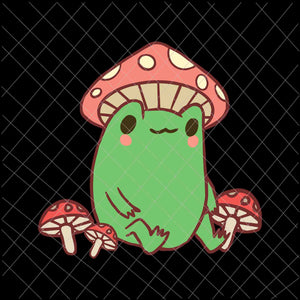 Frog Mushroom Svg, Frog with Mushroom Hat Cute Cottagecore Aesthetic Svg, Mushroom Frog Svg, Cute Frog Svg